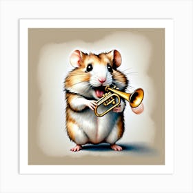 Hamster Playing Trumpet 1 Art Print