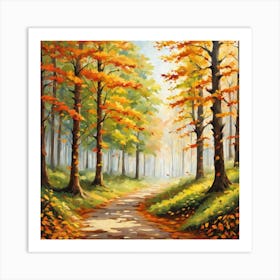 Forest In Autumn In Minimalist Style Square Composition 102 Art Print