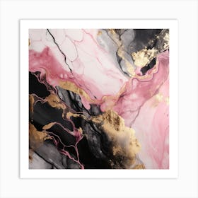 Pink Gold Marble Abstract Painting Art Print