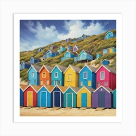 Default Vibrant Beach Huts Art Print 1 Art Print