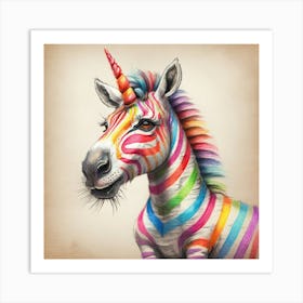 Rainbow Zebra 20 Art Print