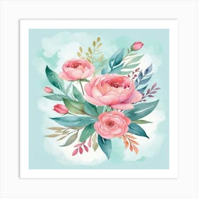 Watercolor Peonies Art Print