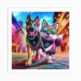 Two Dogs In Sunglasses Art Print