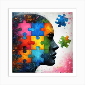 Colorful Puzzle Woman Portrait Art Print