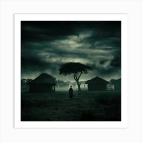 Dark Night In The Village Art Print