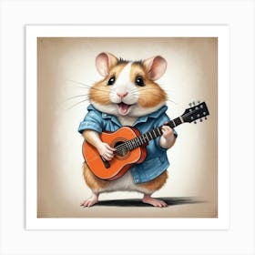 Hamster Playing Guitar 4 Art Print