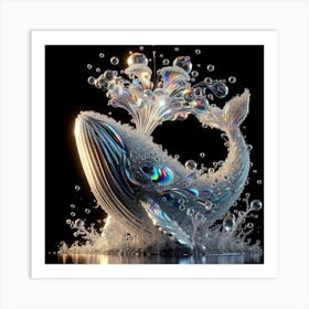 Whale Splashing Water Art Print