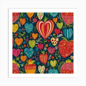 Strawberry Hearts Art Print