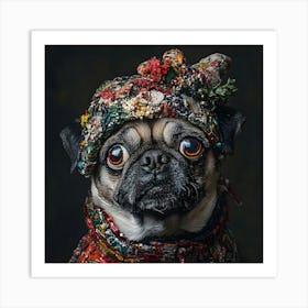 Holiday Pug 4 Art Print