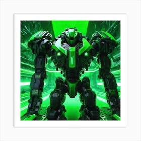 Green Robot Art Print