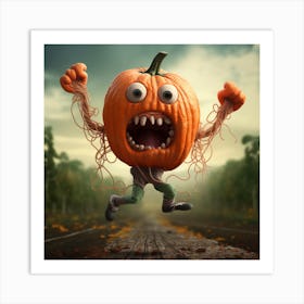 Halloween Scared Pumpkin Art Print