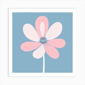 A White And Pink Flower In Minimalist Style Square Composition 557 Art Print