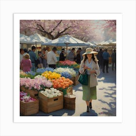 Spring Flower Market Art Print