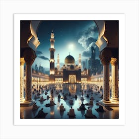 Islamic Mosque At Night 1 Art Print