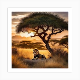 Lion In The Savannah 21 Art Print