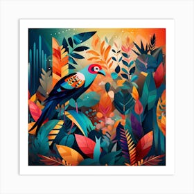 Colorful Bird In The Jungle Art Print