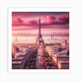 Sunset In Paris Art Print