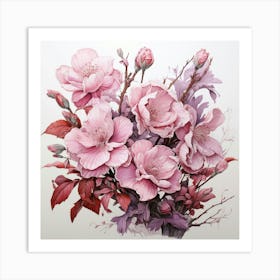 Pink Flowers In A Vase Art Print