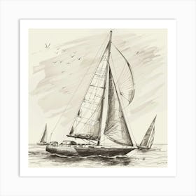 Sailboats In The Ocean 5 Art Print