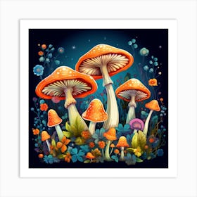 Mushrooms In The Night 3 Art Print