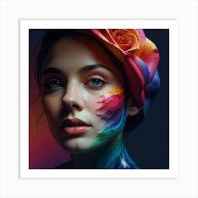 Portrait Of A Woman With Colorful Paint Art Print