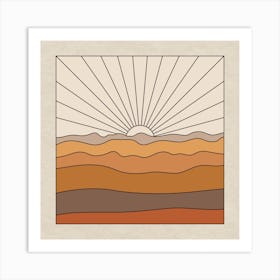 Warm Abstract Sunrise Square Art Print