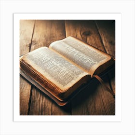 Bible Open On Wooden Table Art Print