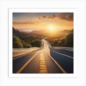 Sunset On The Road Art Print