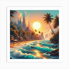 Sunset At The Beach 2 Art Print