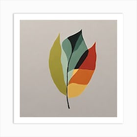 'Leaf', A minimal Illustration of a leaf, pleasing home & office decor, calming tone with solid background, 1352 Art Print