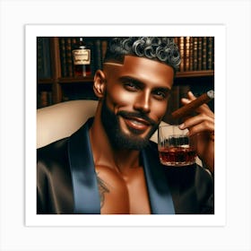 Portrait Of A Man With A Cigar-1 Art Print