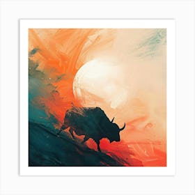 Bull In The Sunset Art Print