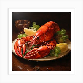 Lobster On A Plate Art Print