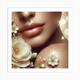 Beautiful Woman With Flowers 3 Art Print