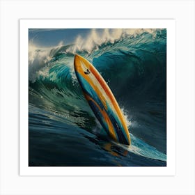 Surfboard On A Wave 1 Art Print