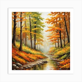 Forest In Autumn In Minimalist Style Square Composition 231 Art Print