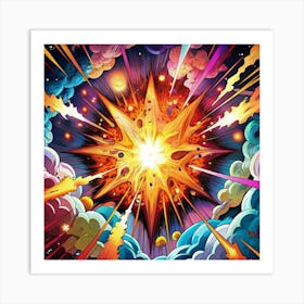 A Comic Book Style Explosion With Bright Colors 1 Art Print