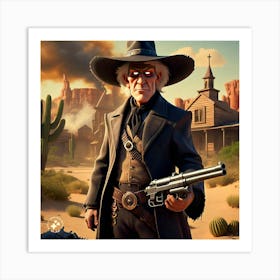 Cowboy In The Desert Art Print