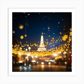 A Night Scene Lit With Magical Sparkling Decorations And Luxurious Shimmering Lights Glowing In A (2) 1 Art Print