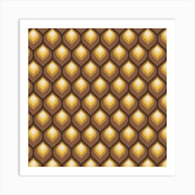 Brown Retro Pattern 02 Art Print