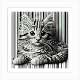 Cat In A Barcode Art Print