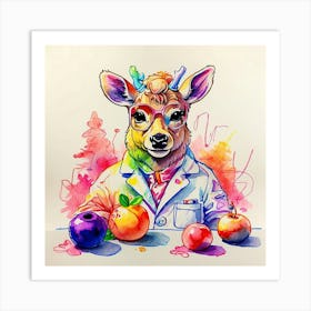 Deer Watercolor Painting Art Print