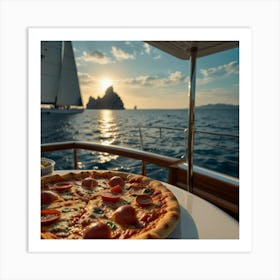 Pizza On A Boat 2 Art Print