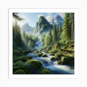 Waterfalls In The Forest Art Print