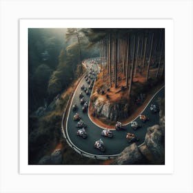 Motocross Riders In The Forest Art Print