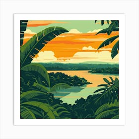 Sunset In The Jungle 4 Art Print