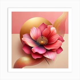 Pink Flower On Pink Background Art Print