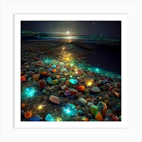 Pebbles At Night Art Print