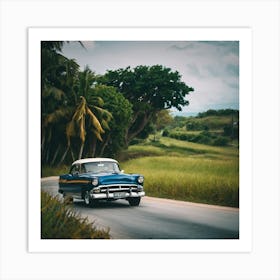 Classic Car On The Road Art Print