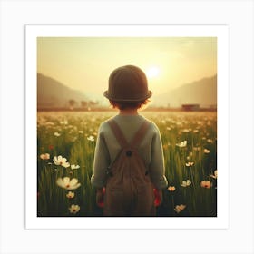 Little Boy In A Field Art Print